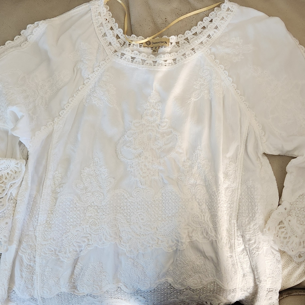 Democracy White Lace Blouse